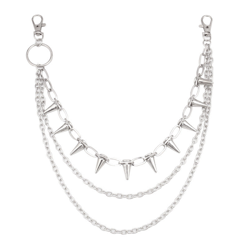 Hip Hop Punk Metal Rivet Stage Performance Multi-layer Waist Chain