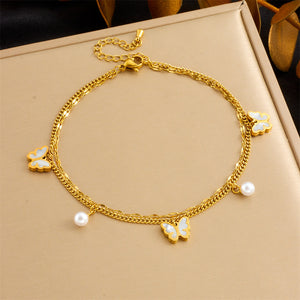 Beach Style Simple Color Rhinestone Anklet