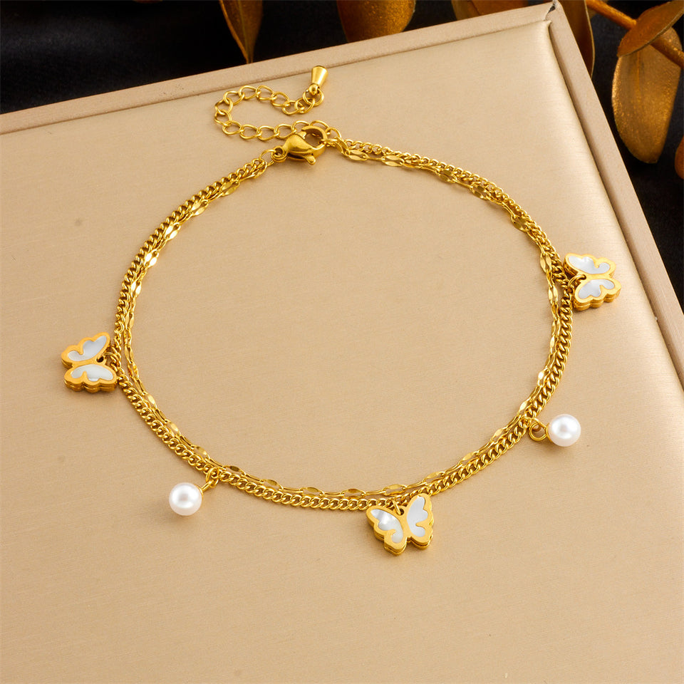 Beach Style Simple Color Rhinestone Anklet