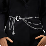 Hip Hop Metal Moon Body Chains Multi-layer Tassel Sun Pendant Street Waist Decorations