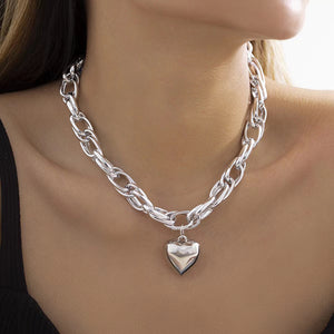 Hollow Thick O-shaped Chain Love Pendant Necklace