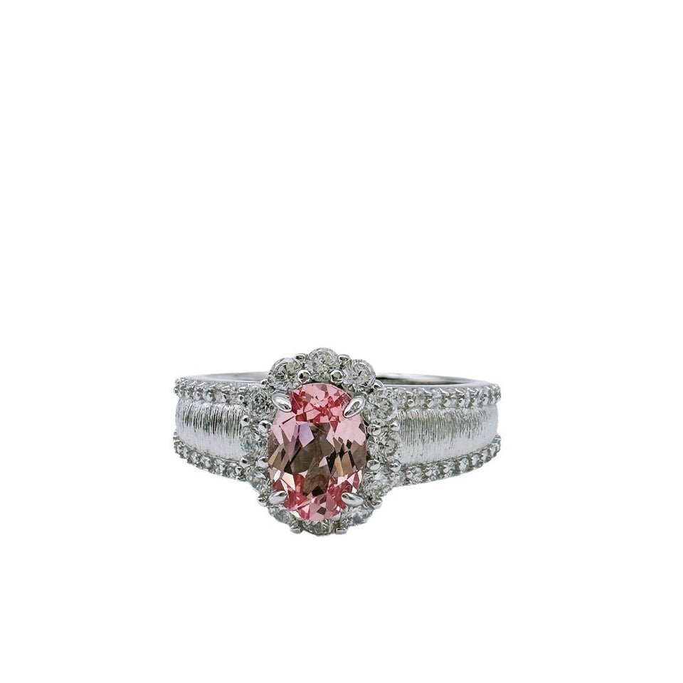 Inlaid Diamond Light Big Diamond Brushed Ring