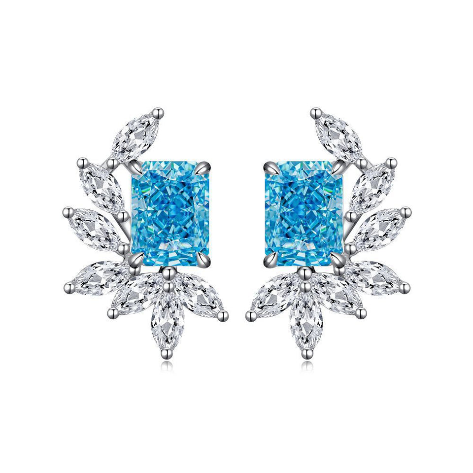 Women's Full Diamond Ice Flower Ear Studs