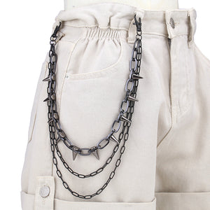 Hip Hop Punk Metal Rivet Stage Performance Multi-layer Waist Chain