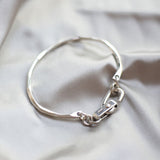 925 Sterling Silver Vintage Distressed Lock Knot Hook Thick Bracelet