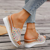 Women's Thick-soled Fish Mouth Color Slippers With Hemp Rope