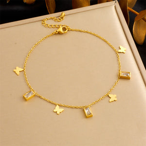 Beach Style Simple Color Rhinestone Anklet