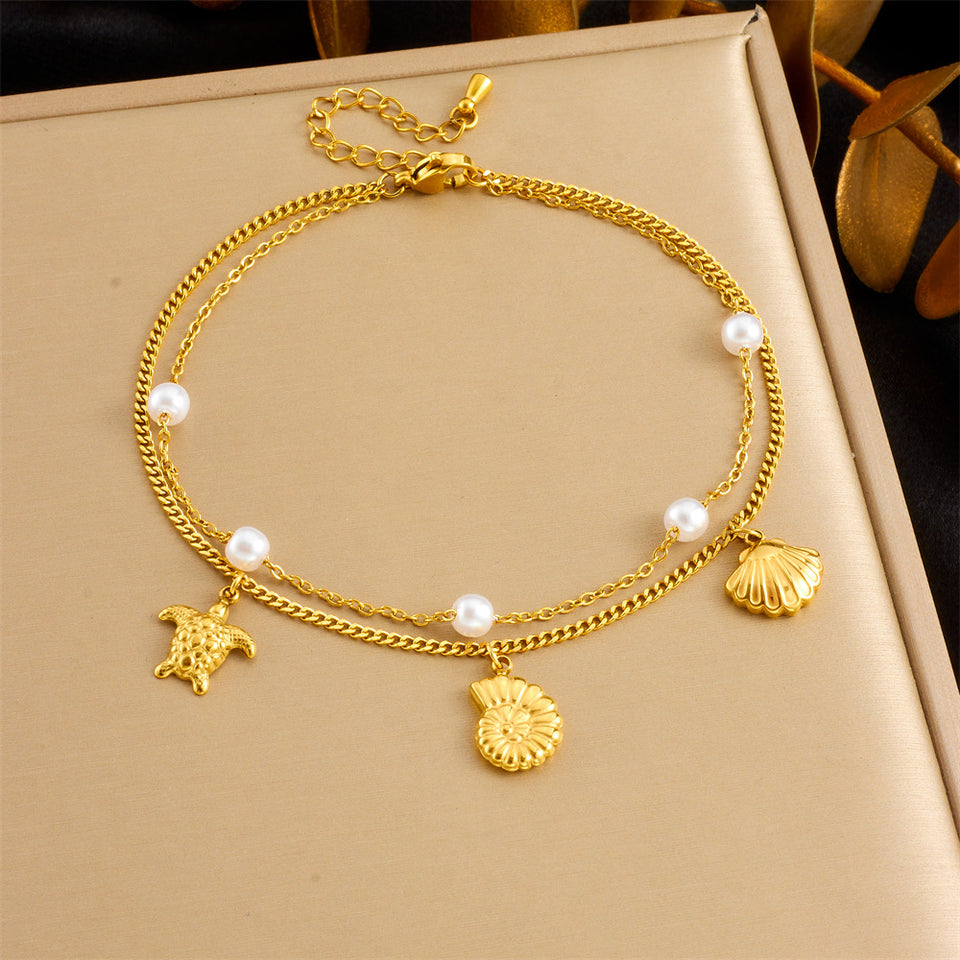 Simple Fashion Personality Colorful Starfish Anklet