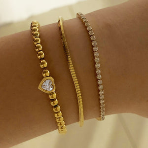 Women's European And American Twin Beaded Heart Bracelet
