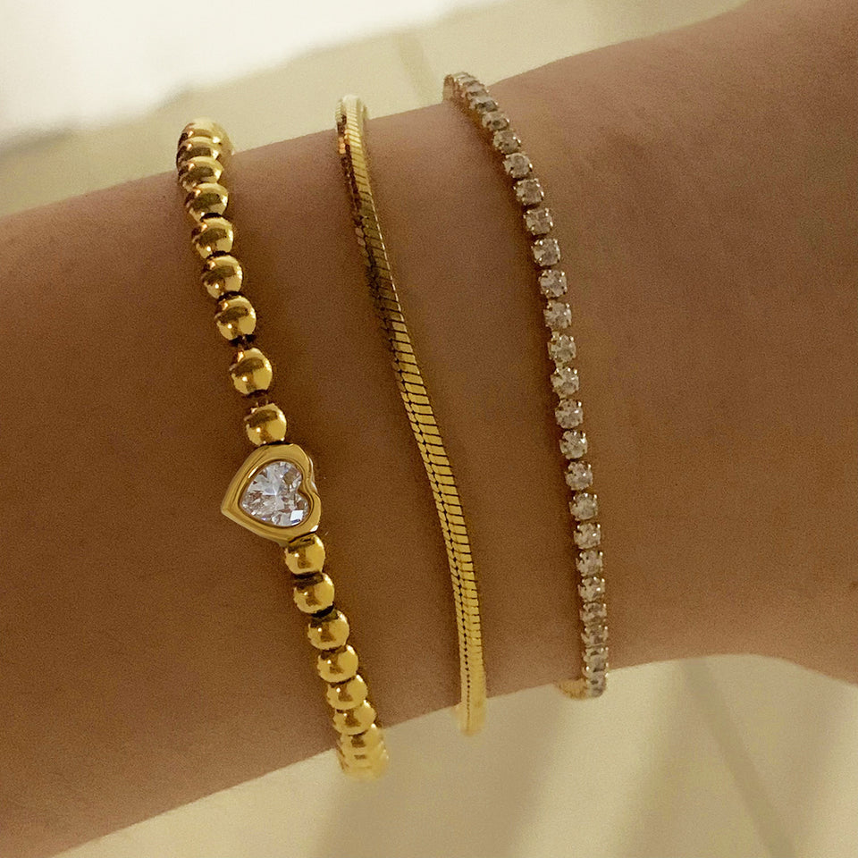Women's European And American Twin Beaded Heart Bracelet