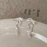 Bow Ribbon Zircon Stud Earrings For Women
