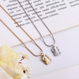Titanium Steel Curb Chain Square Women's Gold Geometric Simple 14K Gold Inlaid Shell Necklace