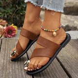 Round-toe Sandles Toe Covering Comfortable Flat Sandals