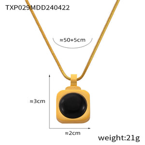 Personality Affordable Luxury Ornament Inlaid Tigereye Design Titanium Steel Necklace