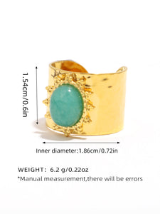 Retro Stainless Steel Gemstone Ring