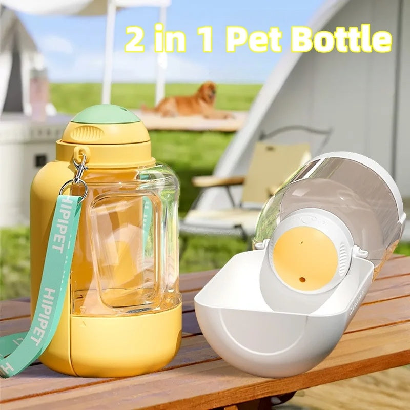 2-in-1 Pet Water Bottle & Bowl | Travel Dispenser