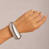 Women's Exaggerated Large Water Drop Metal Glossy Surface Mirror Open-ended Bracelet