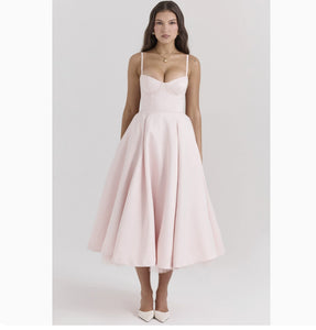 Slim-fit Corset Chest-flattering Steel Ring A- Swing Sling Dress