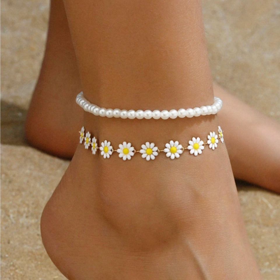 Multi-style Metallic Beaded Foot Ornaments Butterfly Flowers