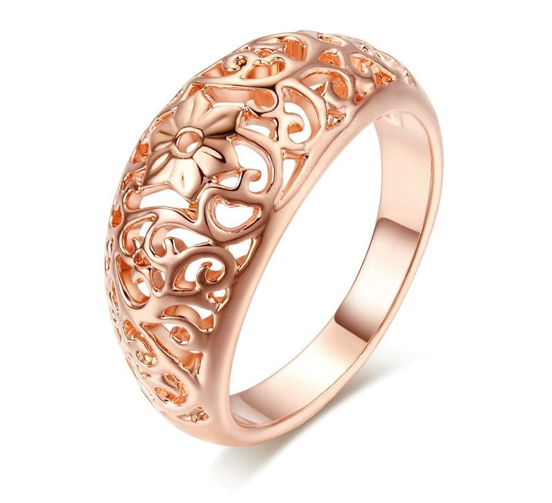 Flower Cutout Craft Rose Gold Fashion Ring