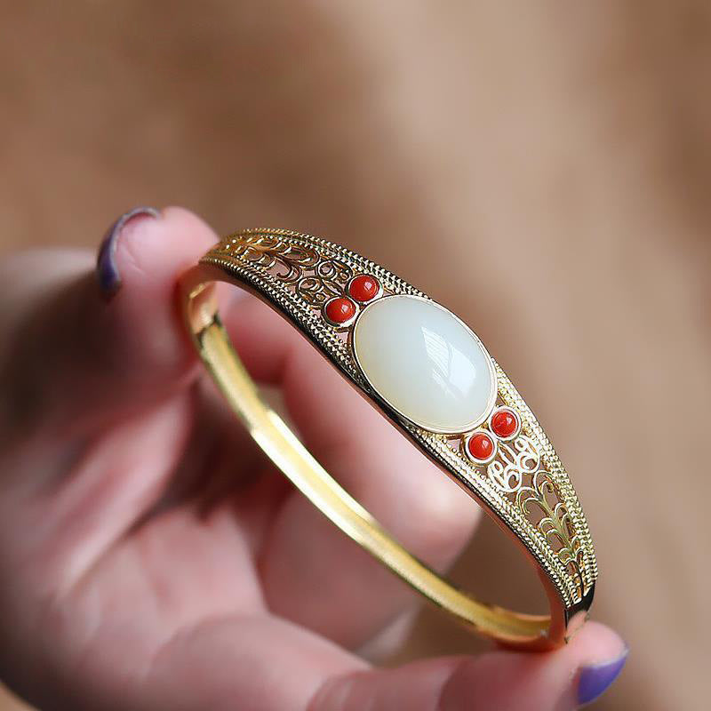 Fashion Natural Hetian Sterling Silver Bracelet