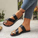 Round-toe Sandles Toe Covering Comfortable Flat Sandals