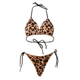 Solid Color Lace-up Bikini Three-point T-back Swimsuit Suit With Chest Pad Beach Womens Clothing