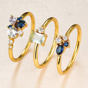 Three-piece Ring Set Topaz Couple Rings
