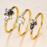 Three-piece Ring Set Topaz Couple Rings