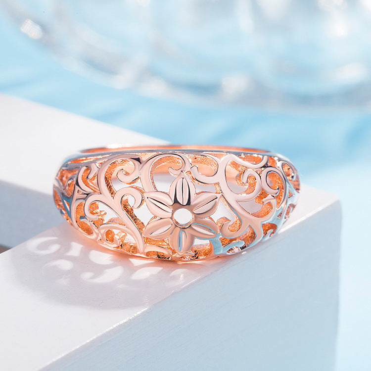 Flower Cutout Craft Rose Gold Fashion Ring