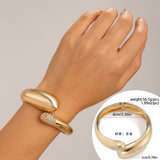 Women's Exaggerated Large Water Drop Metal Glossy Surface Mirror Open-ended Bracelet