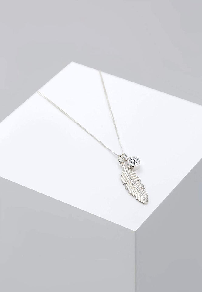 Zinc Alloy European And American Fashion & Trend Ornament Feather Diamond Pendant Necklace