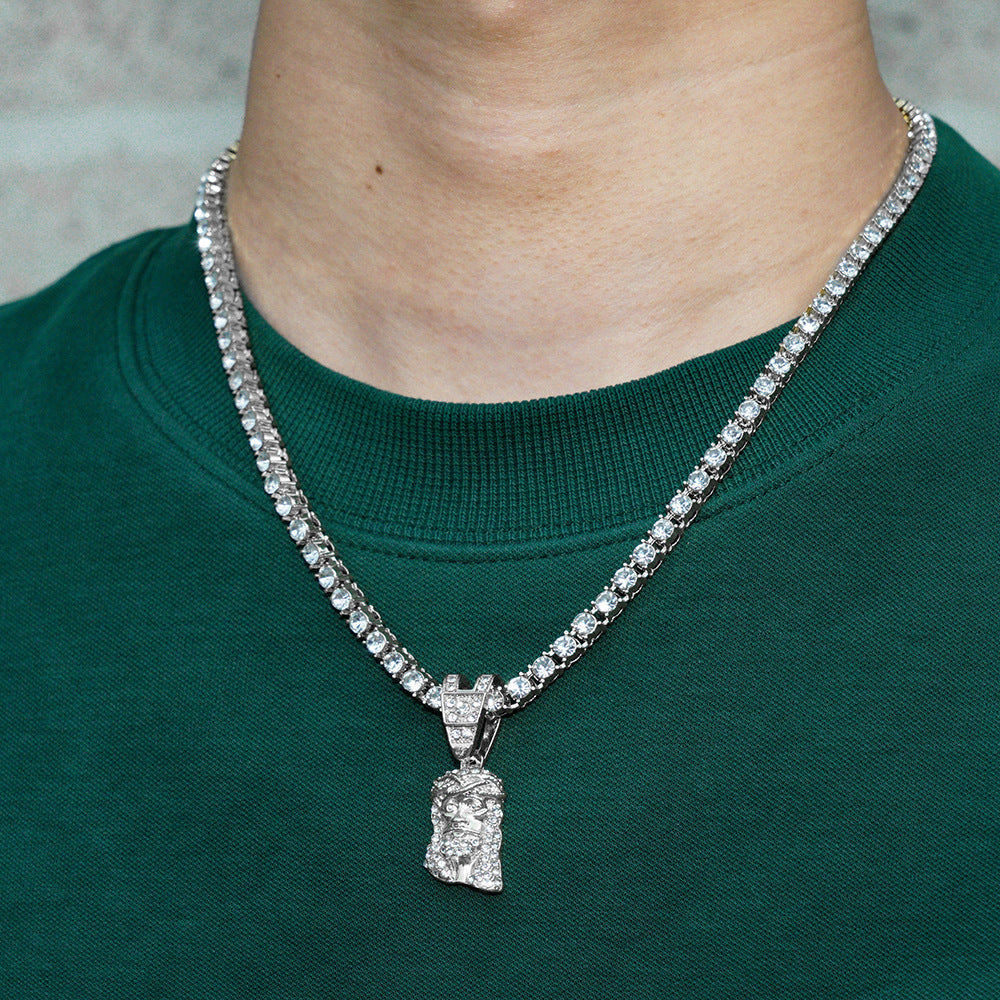 Hip Hop Pendant Necklace With 4mm Tennis Chain