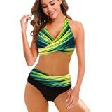 European And American Ladies Split Bikini Striped Tie-dye Hollow Bikini Swimsuit