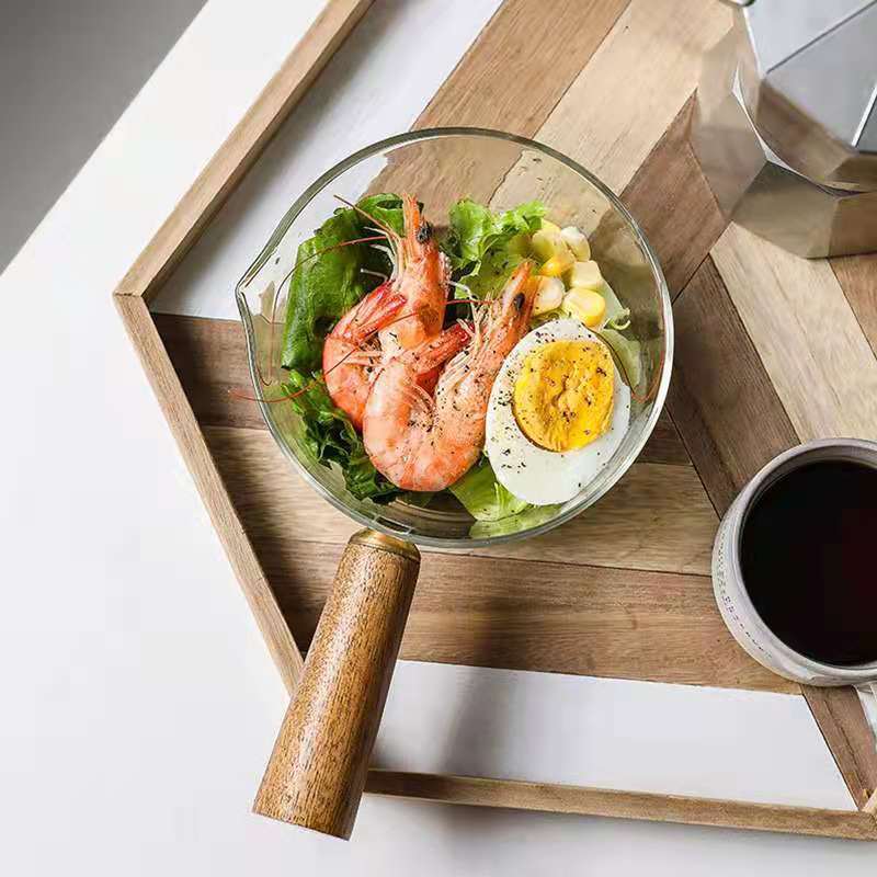 Side Handle Transparent Household Glass Pot
