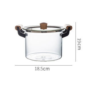 High Borosilicate Transparent Pot Double Ear Glass Pot