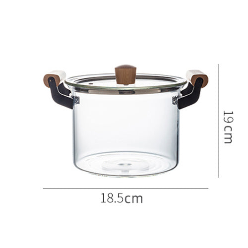 High Borosilicate Transparent Pot Double Ear Glass Pot