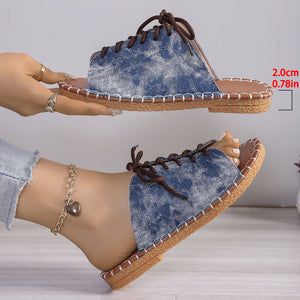 Plus Size Slippers Women's Lace-up Fish Mouth