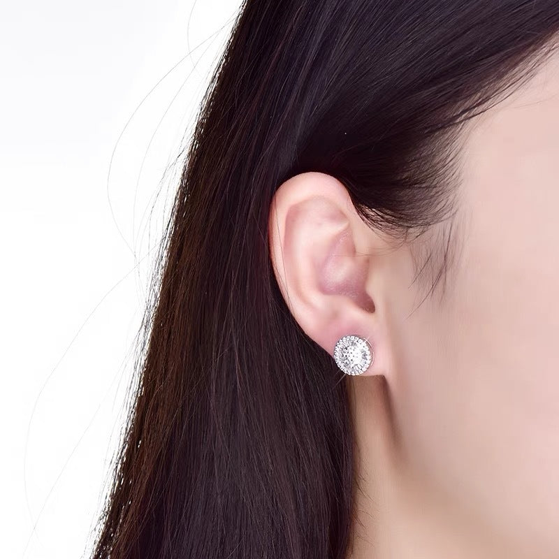 Big Round Zircon-encrusted Stud Earrings