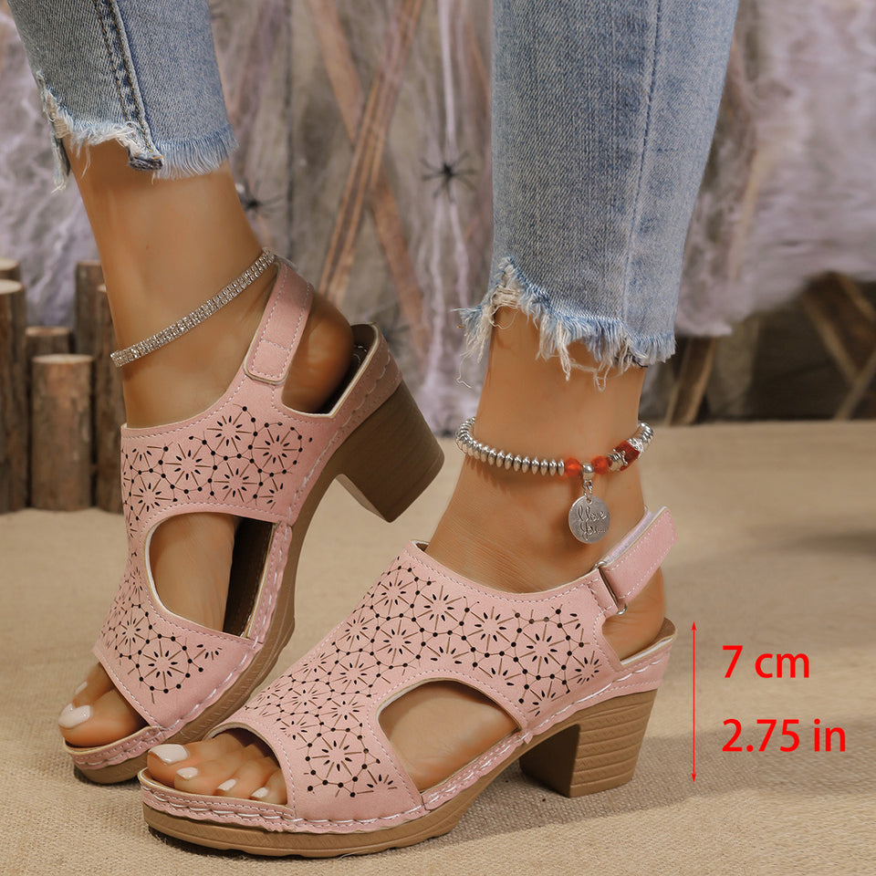 Women's High-heeled Sandals Plus Size Thick-soled Peep Toe Sandals