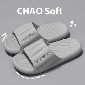 Fashion Solid Color Striped Home Slippers Summer Thick Bottom Non-slip Bathroom Slipper Women Men Couples Shoes