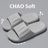 Fashion Solid Color Striped Home Slippers Summer Thick Bottom Non-slip Bathroom Slipper Women Men Couples Shoes