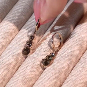 Temperament Super Shiny Gray Black Shiny Diamond Tassel Earrings