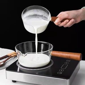 Side Handle Transparent Household Glass Pot