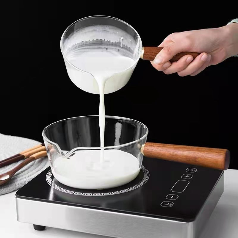 Side Handle Transparent Household Glass Pot
