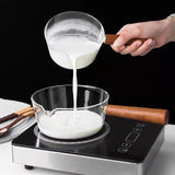 Side Handle Transparent Household Glass Pot