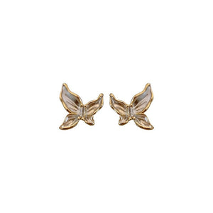 Women's Unique Design White Oil Butterfly Earrings