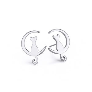 Fairy Tale Style Cute Sweet Moon Cat Ear Studs