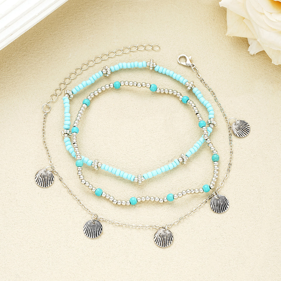 Shell Bead Anklet Set Three-piece Set