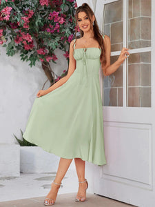 Mid-length Corset Elegant Slit Lace-up Women's Outing Leisure Dress